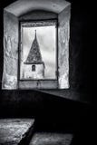 Cette image est prise d'une des tours du château du teau de Gruyeres de gruyère ou plus correctement de ChÃ… Â, regardant photos libres de droits Cette image est prise d'une des tours du château du teau de Gruyeres de gruyère ou plus correctement de ChÃ… Â, regardant photos libres de droits